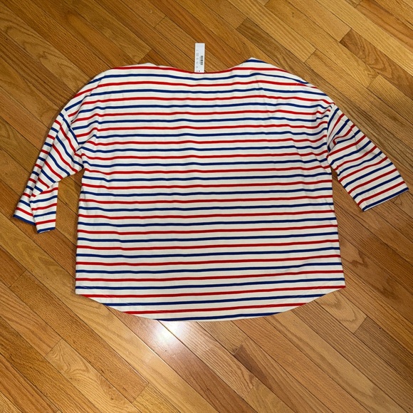Striped Crewneck Women’s Top in Red, Blue & White - Picture 5 of 5